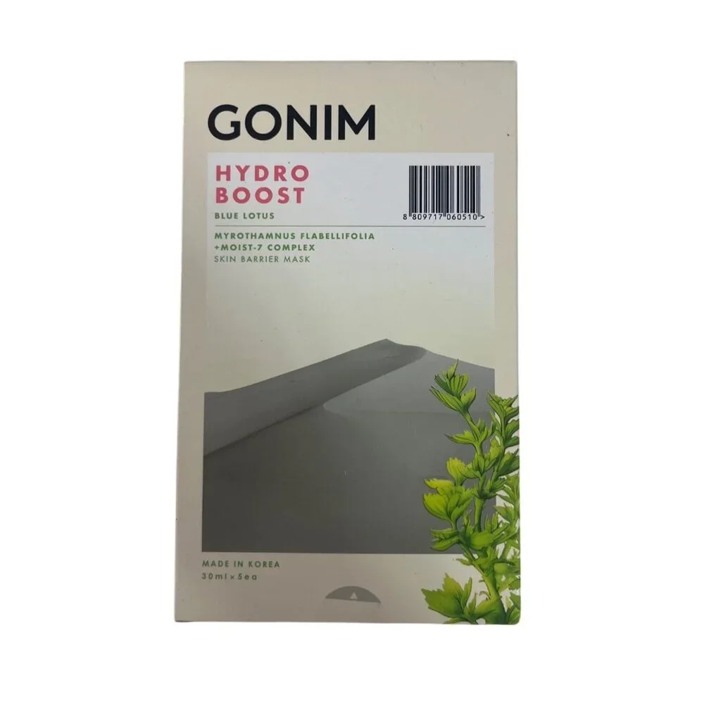 Gonim Hydro Boost Skin Barrier Mask Blue Lotus 5 Pack Hydrating Moisturizing New